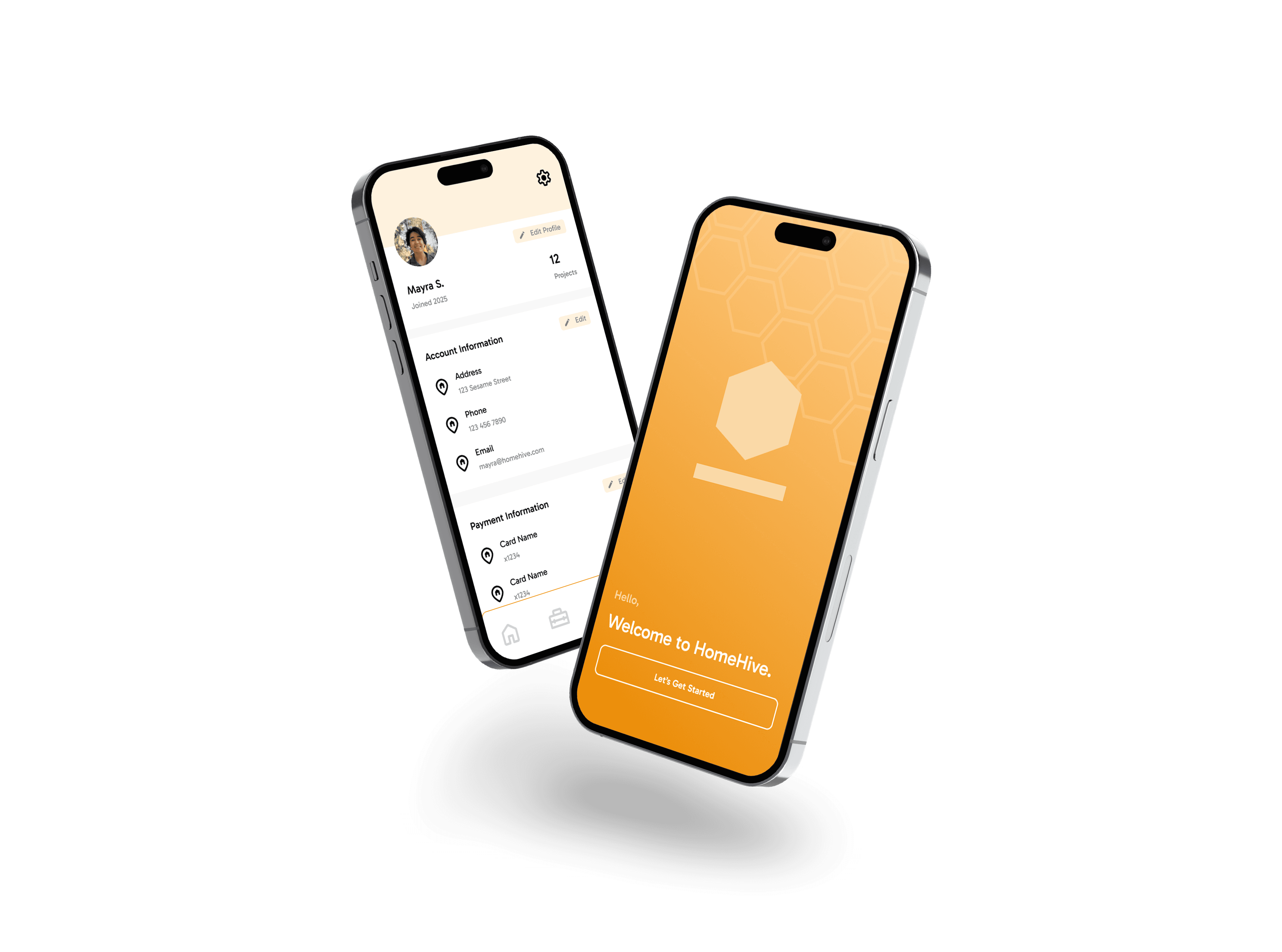 HomeHive app on iPhone — home support screens